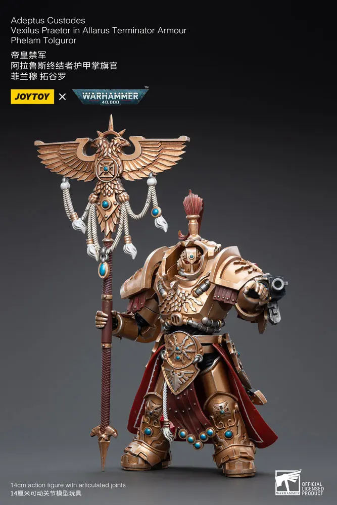 Warhammer 40k Actionfigur 1/18 Adeptus Custodes Vexilus Praetor in Allarus Terminator Armour Phelam Tolguror 14 cm Produktfoto