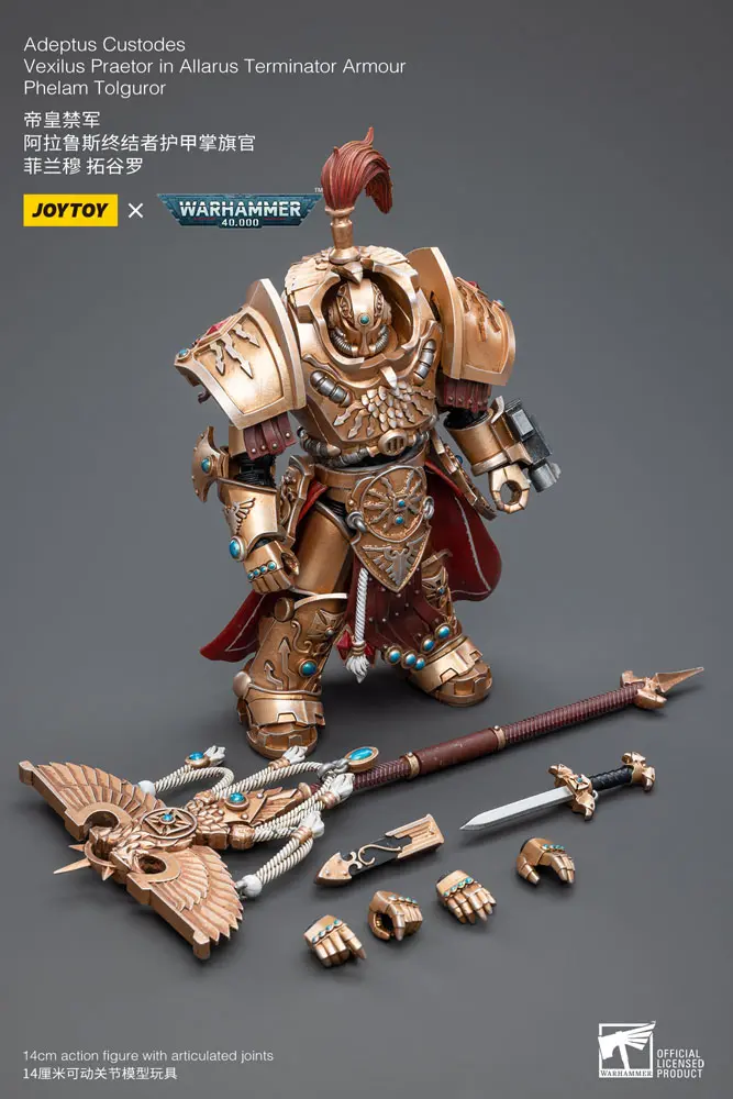 Warhammer 40k Actionfigur 1/18 Adeptus Custodes Vexilus Praetor in Allarus Terminator Armour Phelam Tolguror 14 cm Produktfoto