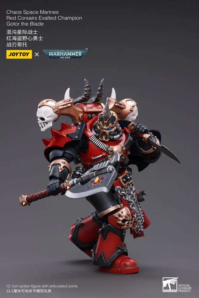 Warhammer 40k Actionfigur 1/18 Chaos Space Marines Red Corsairs Exalted Champion Gotor the Blade 12 cm Produktfoto
