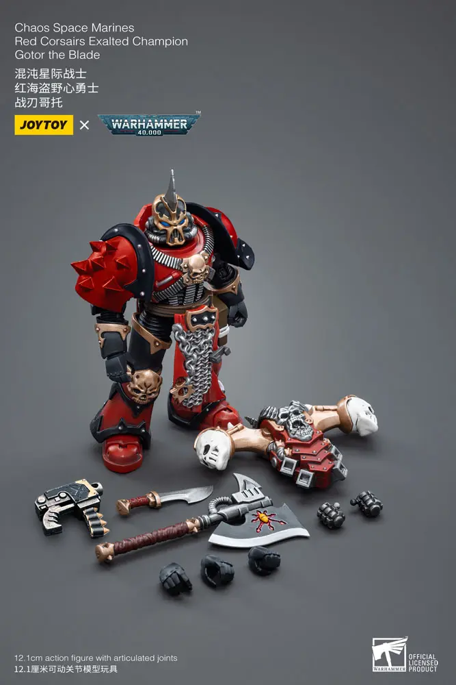 Warhammer 40k Actionfigur 1/18 Chaos Space Marines Red Corsairs Exalted Champion Gotor the Blade 12 cm Produktfoto