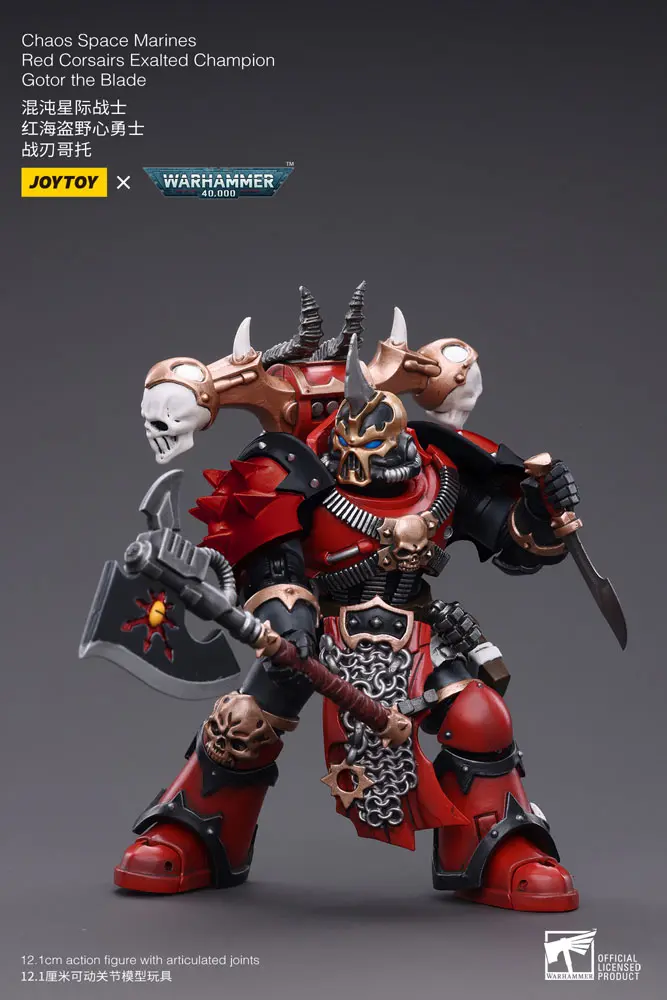 Warhammer 40k Actionfigur 1/18 Chaos Space Marines Red Corsairs Exalted Champion Gotor the Blade 12 cm Produktfoto