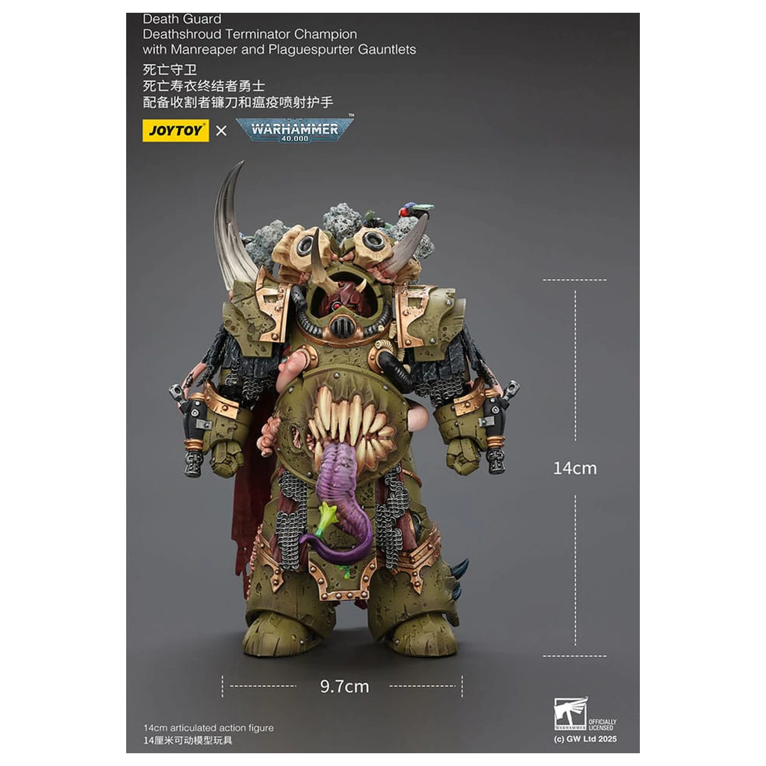 Warhammer 40k Action Figur 1/18 Death Guard Deathshroud Terminator 1 mit Manreaper und Plaguespurter Gauntlet 14 cm Produktfoto