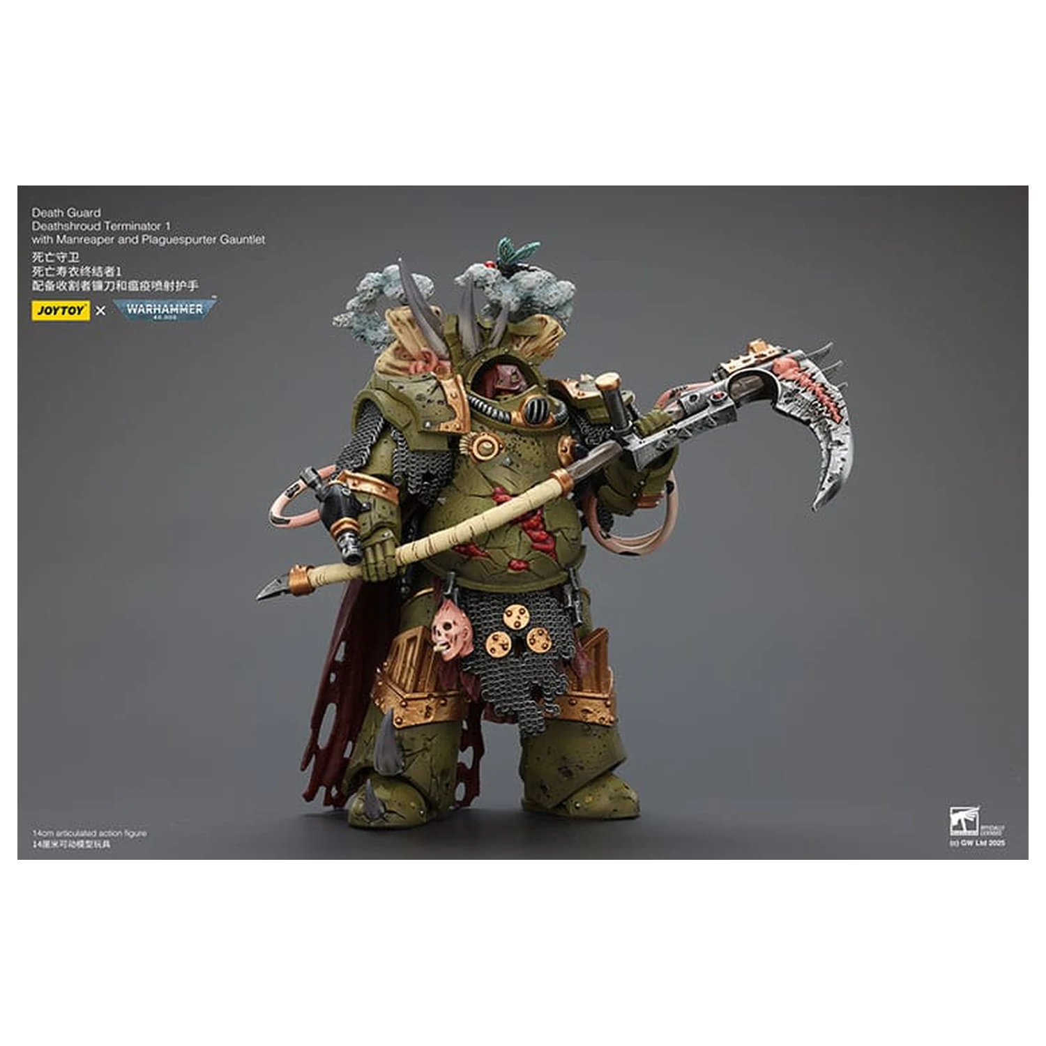 Warhammer 40k Action Figur 1/18 Death Guard Deathshroud Terminator 1 mit Manreaper und Plaguespurter Gauntlet 14 cm Produktfoto