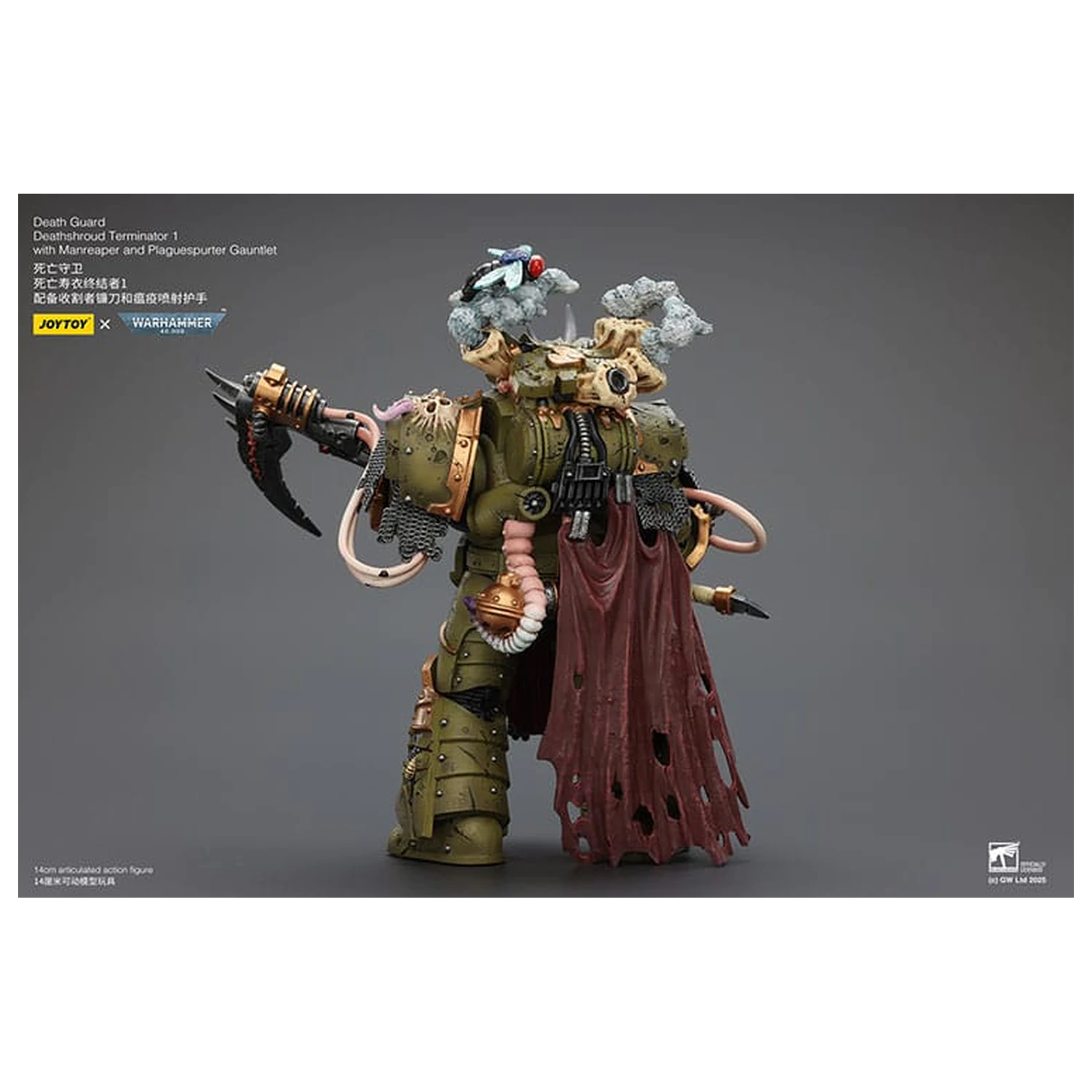 Warhammer 40k Action Figur 1/18 Death Guard Deathshroud Terminator 1 mit Manreaper und Plaguespurter Gauntlet 14 cm Produktfoto