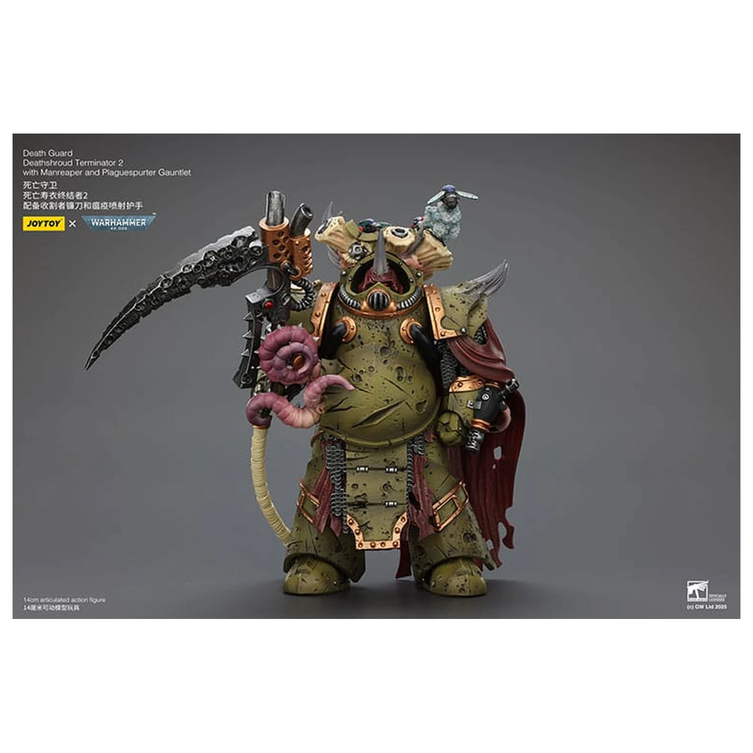 Warhammer 40k Action Figur 1/18 Death Guard Deathshroud Terminator 2 mit Manreaper und Plaguespurter Gauntlet 14 cm Produktfoto