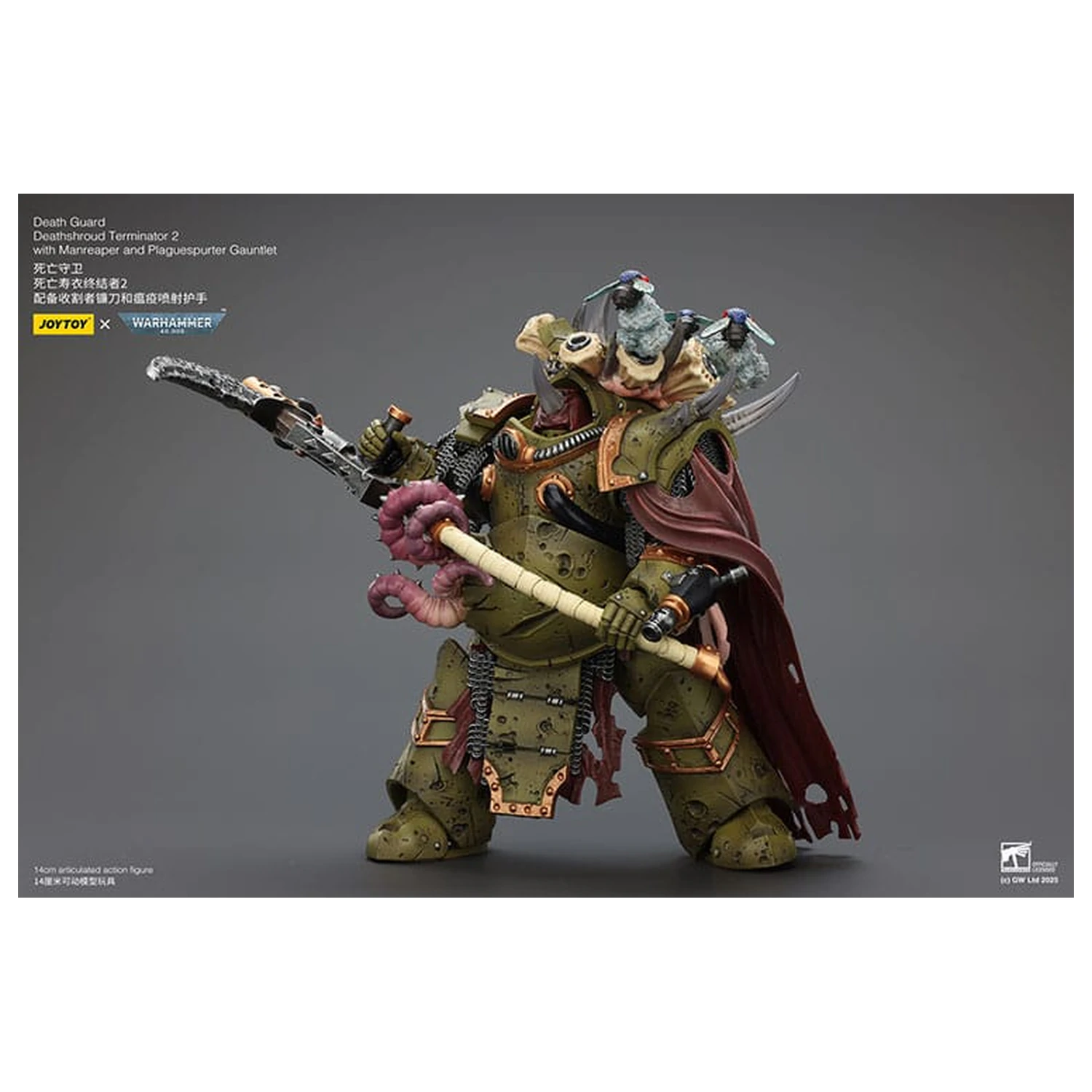 Warhammer 40k Action Figur 1/18 Death Guard Deathshroud Terminator 2 mit Manreaper und Plaguespurter Gauntlet 14 cm Produktfoto