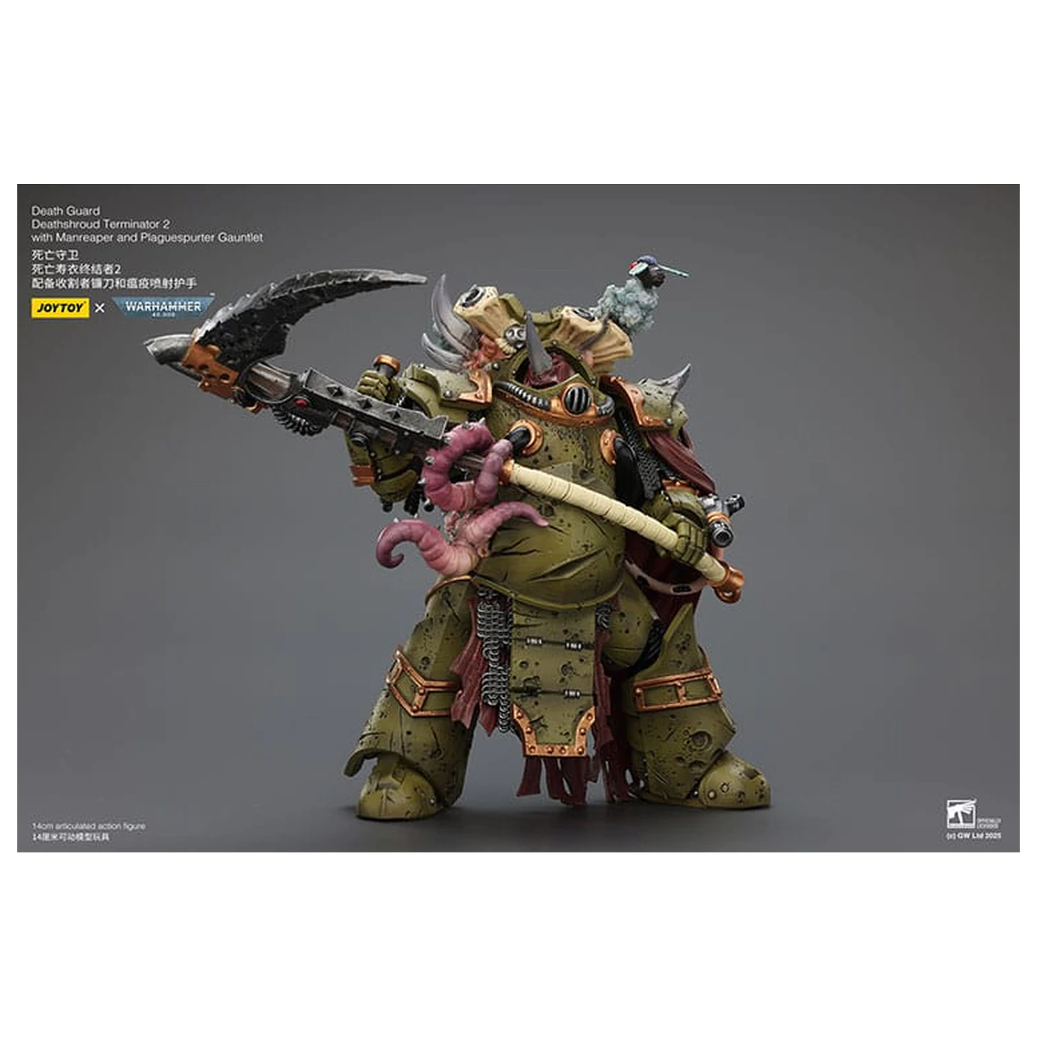 Warhammer 40k Action Figur 1/18 Death Guard Deathshroud Terminator 2 mit Manreaper und Plaguespurter Gauntlet 14 cm Produktfoto