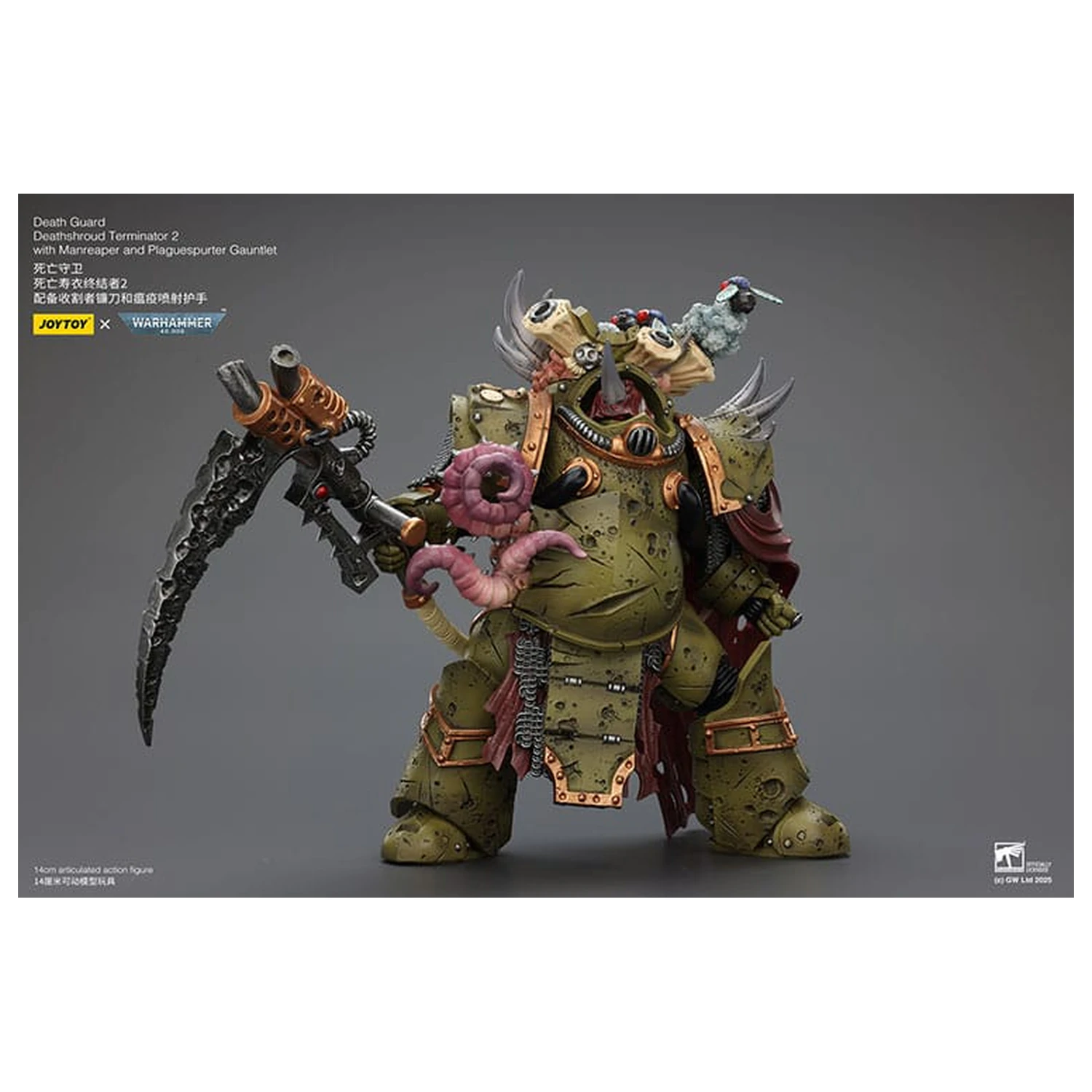 Warhammer 40k Action Figur 1/18 Death Guard Deathshroud Terminator 2 mit Manreaper und Plaguespurter Gauntlet 14 cm Produktfoto