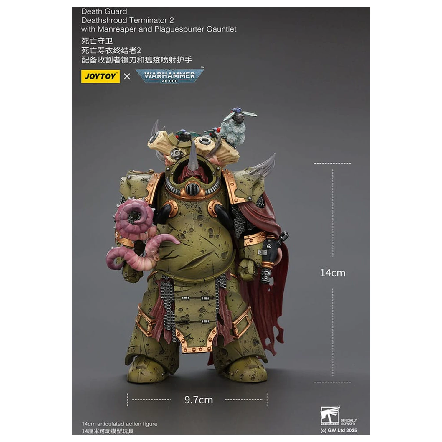 Warhammer 40k Action Figur 1/18 Death Guard Deathshroud Terminator 2 mit Manreaper und Plaguespurter Gauntlet 14 cm Produktfoto