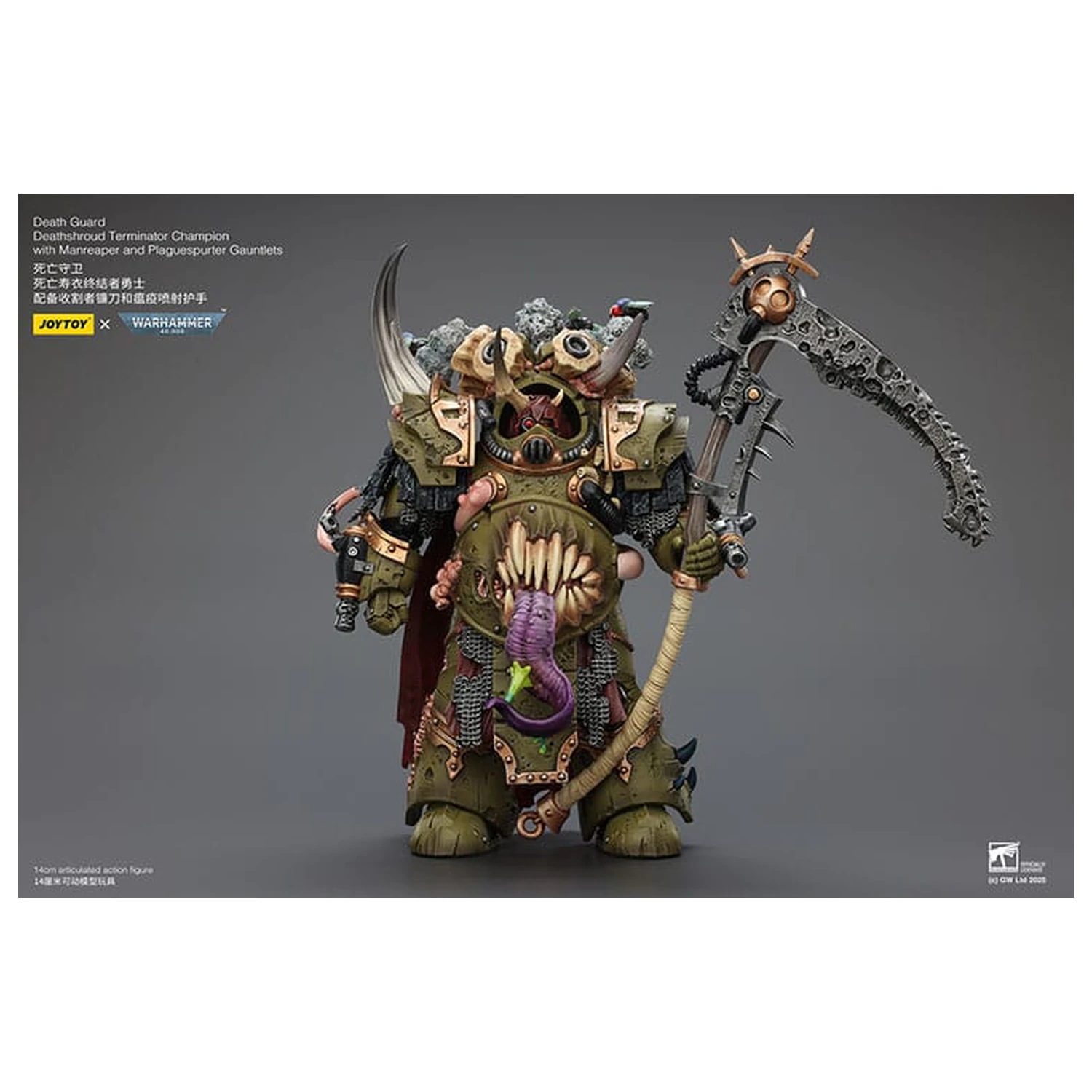 Warhammer 40k Actionfigur 1/18 Death Guard Deathshroud Terminator Champion mit Manreaper und Plaguespurter Gauntlets 14 cm Produktfoto