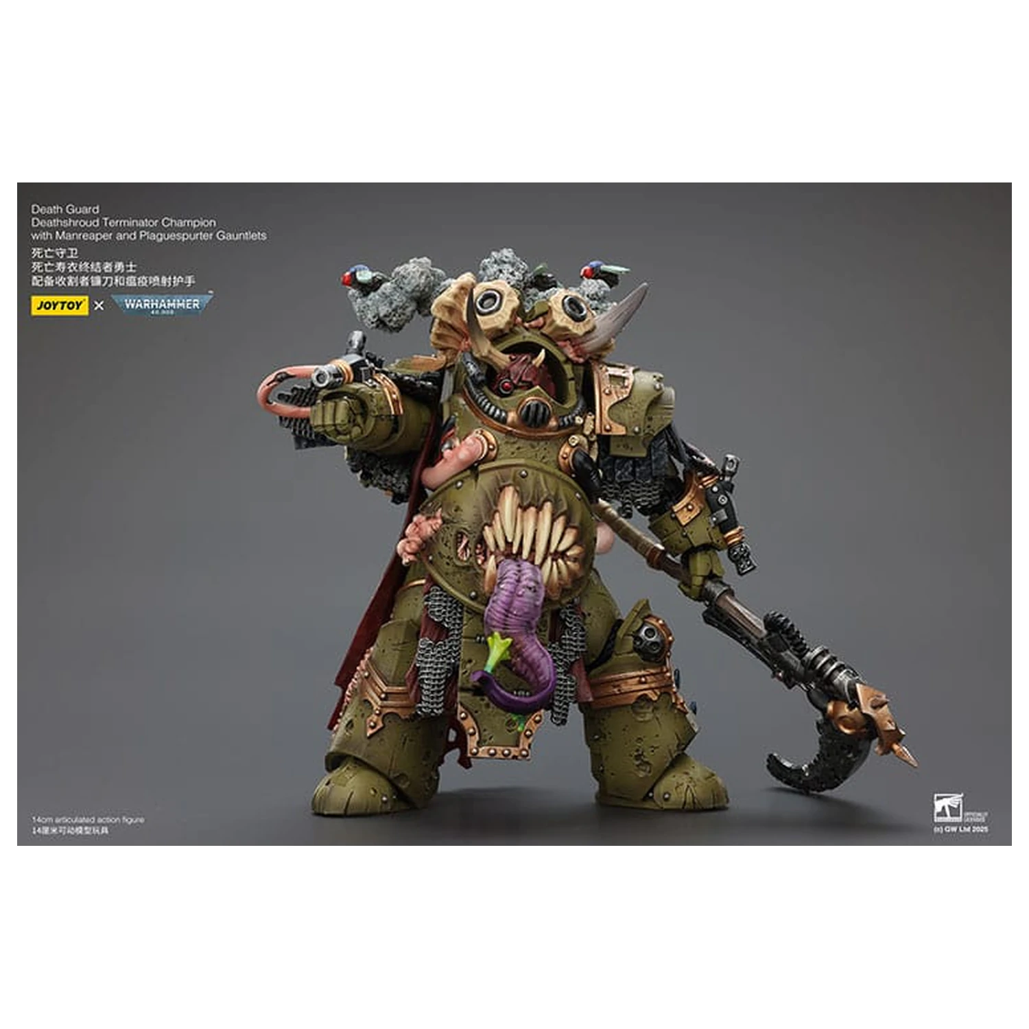 Warhammer 40k Actionfigur 1/18 Death Guard Deathshroud Terminator Champion mit Manreaper und Plaguespurter Gauntlets 14 cm Produktfoto