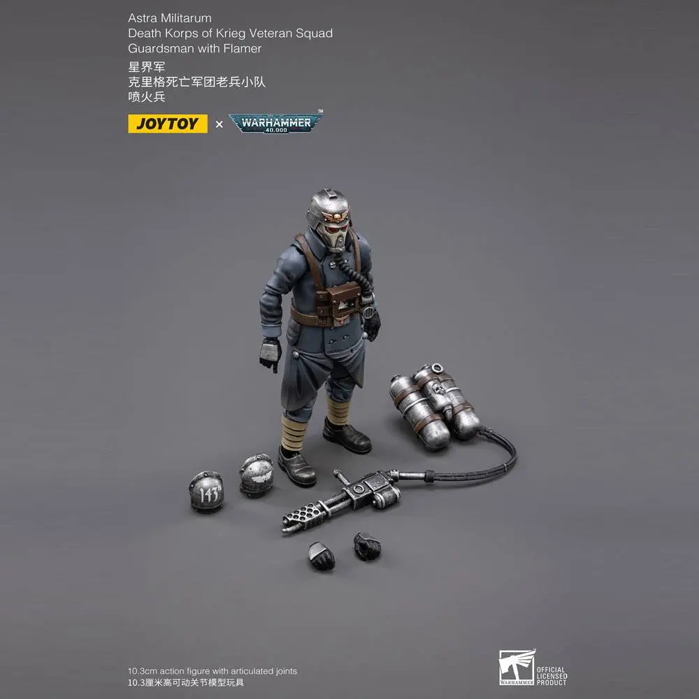 Warhammer 40k Action Figur 1/18 Death Korps of Krieg Veteran Squad Guardsman mit Flamer 10 cm Produktfoto