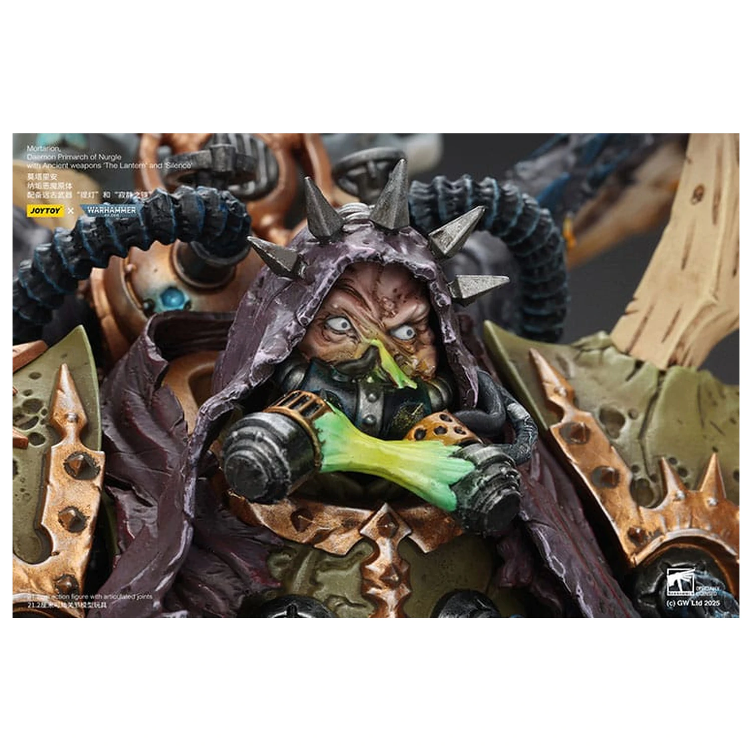 Warhammer 40k Action Figur 1/18 Mortarion Daemon Primarch of Nurgle mit antiken Waffen The Lantern and Silence 21 cm Produktfoto