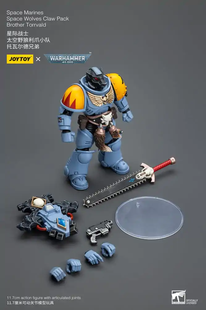 Warhammer 40k Actionfigur 1/18 Space Marines Space Wolves Claw Pack Brother Torrvald 12 cm termékfotó