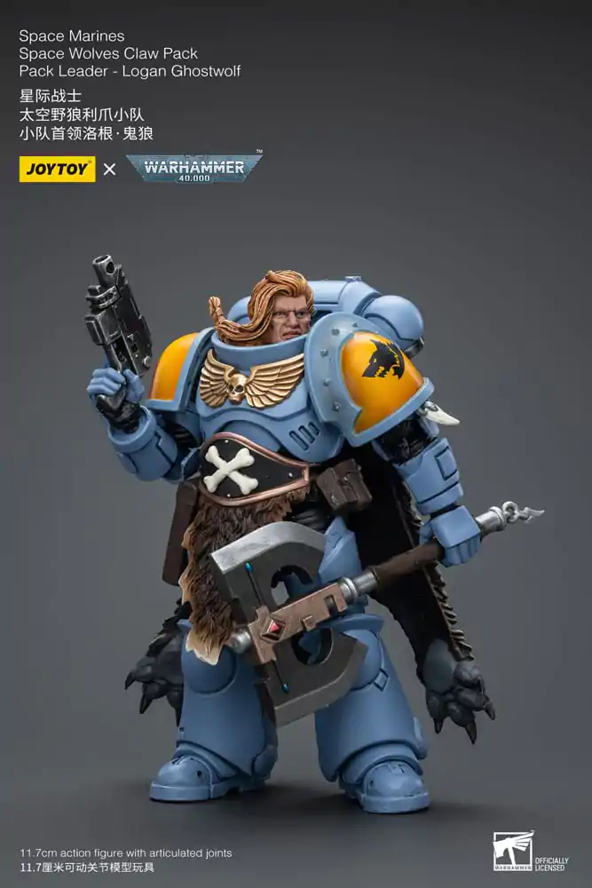 Warhammer 40k Actionfigur 1/18 Space Marines Space Wolves Claw Pack Pack Leader -Logan Ghostwolf 12 cm Produktfoto