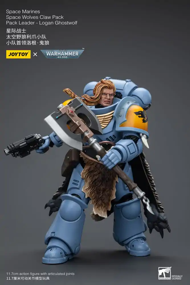 Warhammer 40k Actionfigur 1/18 Space Marines Space Wolves Claw Pack Pack Leader -Logan Ghostwolf 12 cm Produktfoto