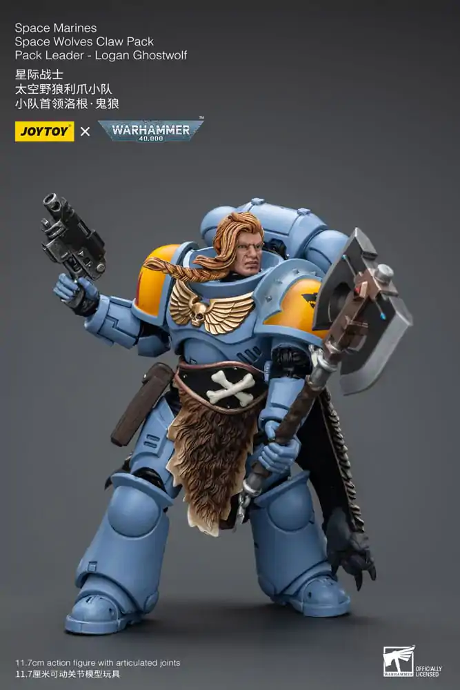 Warhammer 40k Actionfigur 1/18 Space Marines Space Wolves Claw Pack Pack Leader -Logan Ghostwolf 12 cm Produktfoto