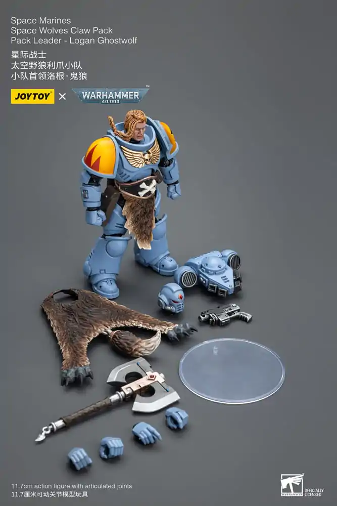 Warhammer 40k Actionfigur 1/18 Space Marines Space Wolves Claw Pack Pack Leader -Logan Ghostwolf 12 cm Produktfoto