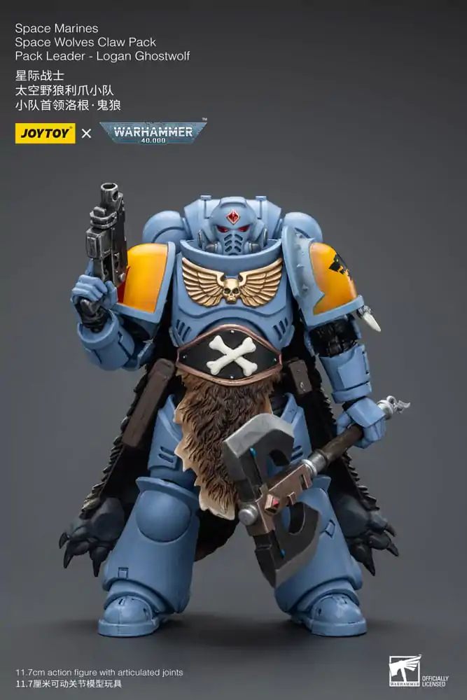 Warhammer 40k Actionfigur 1/18 Space Marines Space Wolves Claw Pack Pack Leader -Logan Ghostwolf 12 cm Produktfoto