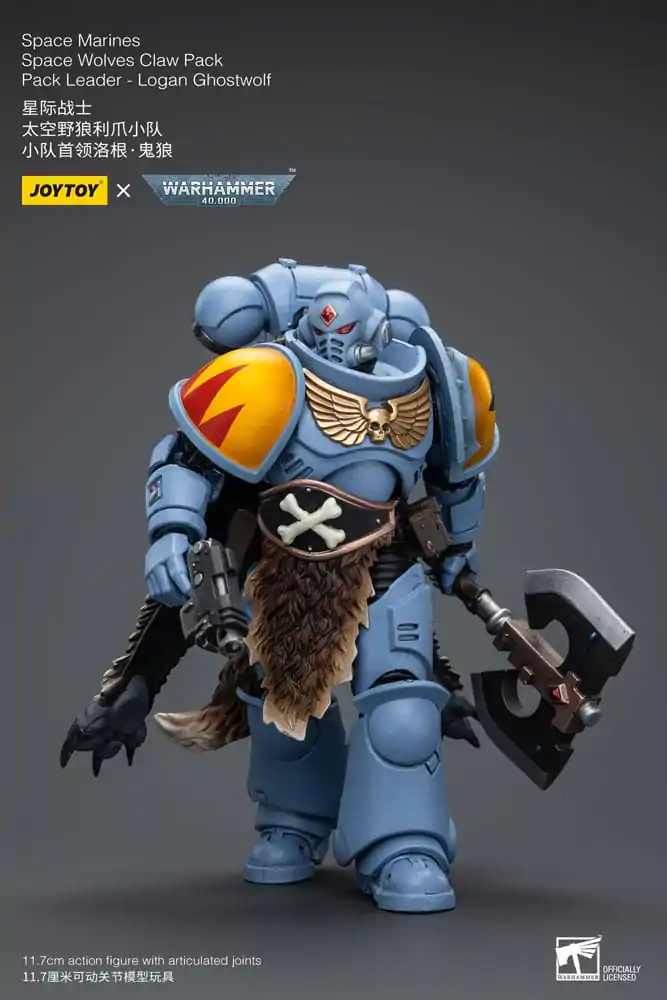 Warhammer 40k Actionfigur 1/18 Space Marines Space Wolves Claw Pack Pack Leader -Logan Ghostwolf 12 cm Produktfoto