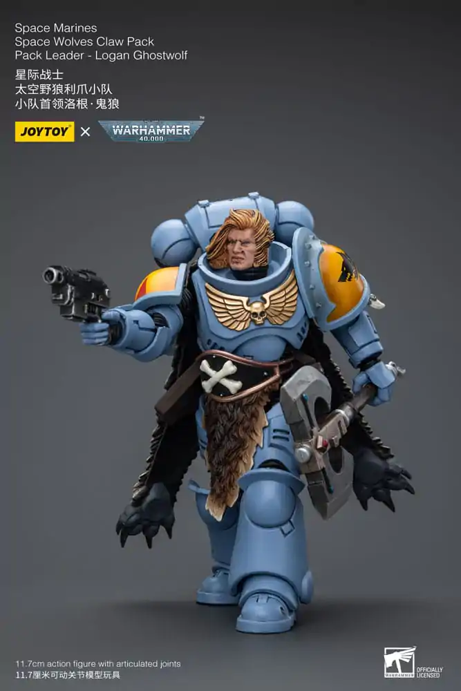 Warhammer 40k Actionfigur 1/18 Space Marines Space Wolves Claw Pack Pack Leader -Logan Ghostwolf 12 cm Produktfoto
