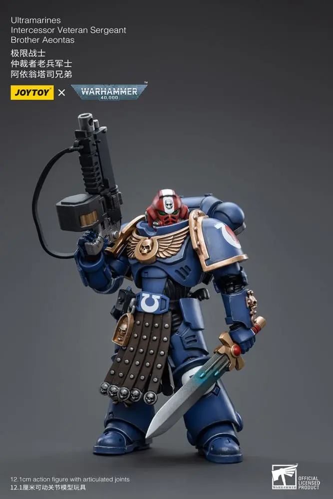 Warhammer 40k Actionfigur 1/18 Ultramarines Intercessor Veteran Sergeant Brother Aeontas 12 cm Produktfoto