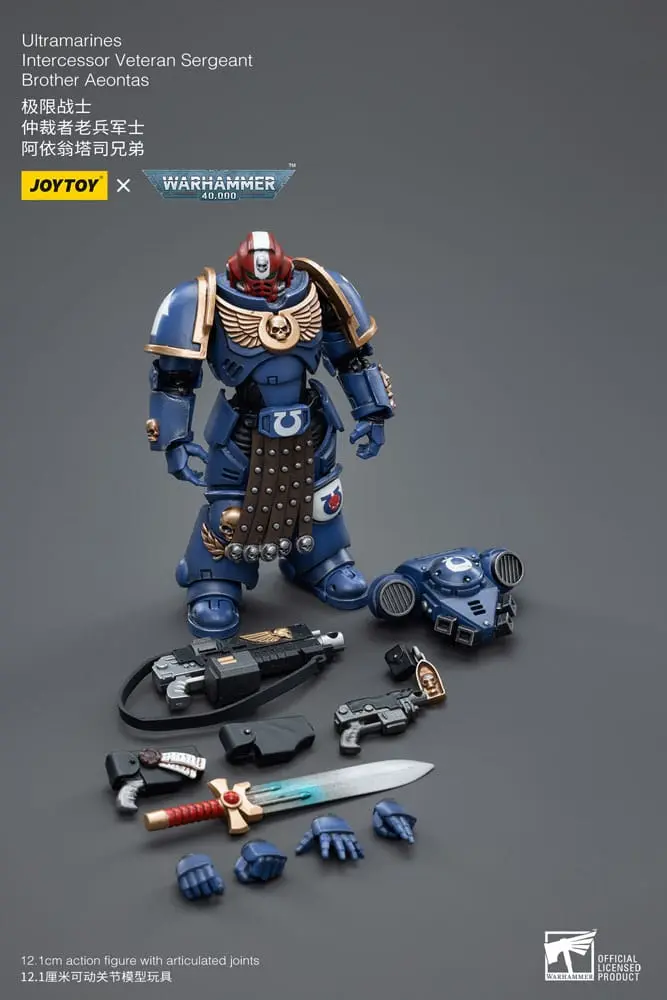 Warhammer 40k Actionfigur 1/18 Ultramarines Intercessor Veteran Sergeant Brother Aeontas 12 cm Produktfoto