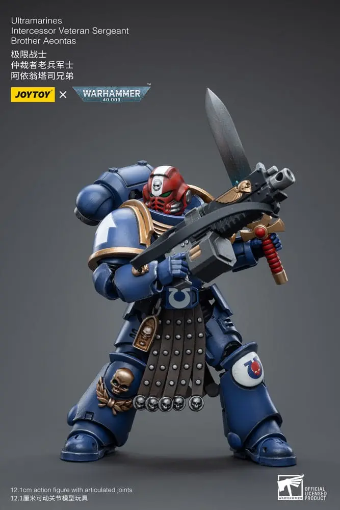 Warhammer 40k Actionfigur 1/18 Ultramarines Intercessor Veteran Sergeant Brother Aeontas 12 cm Produktfoto