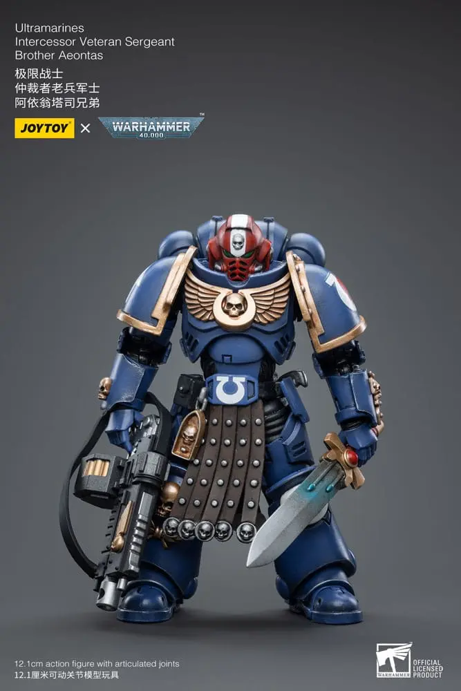 Warhammer 40k Actionfigur 1/18 Ultramarines Intercessor Veteran Sergeant Brother Aeontas 12 cm Produktfoto