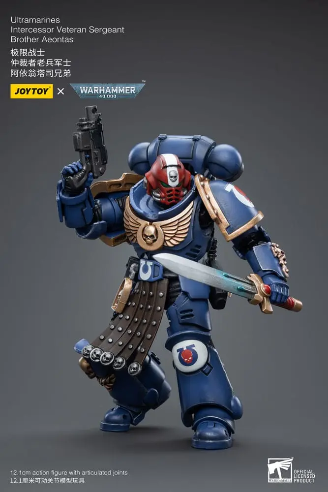 Warhammer 40k Actionfigur 1/18 Ultramarines Intercessor Veteran Sergeant Brother Aeontas 12 cm Produktfoto