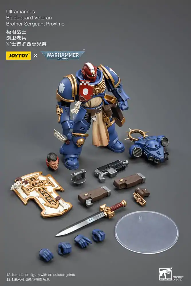 Warhammer 40k Actionfigur 1/18 Ultramarines Bladeguard Veteran Brother Sergeant Proximo 12 cm Produktfoto