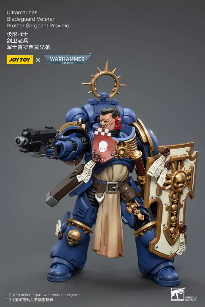 Warhammer 40k Actionfigur 1/18 Ultramarines Bladeguard Veteran Brother Sergeant Proximo 12 cm Produktfoto