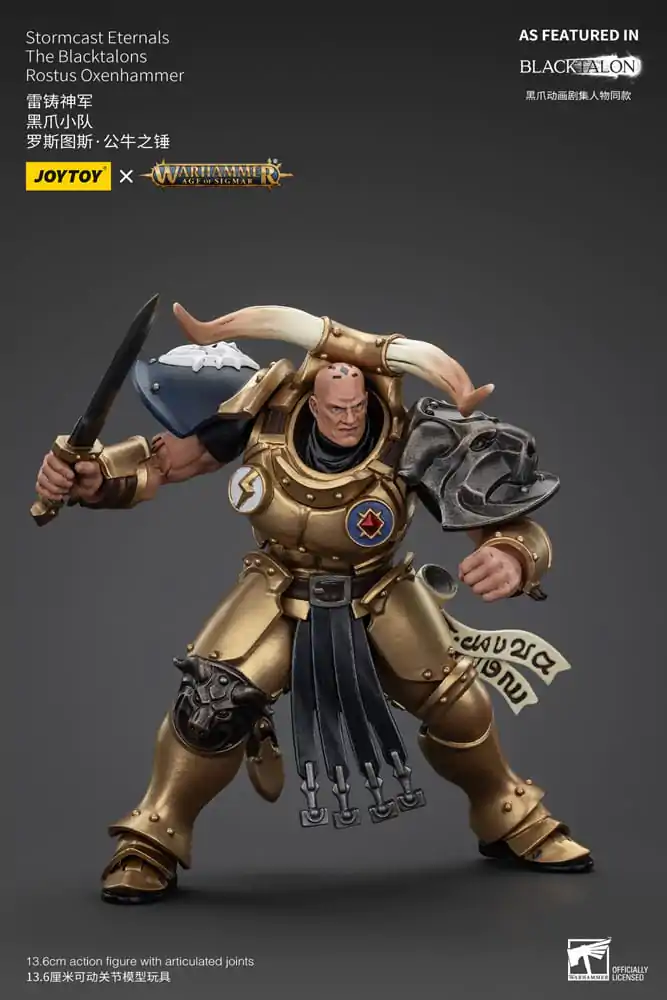 Warhammer Age of Sigmar Actionfigur Stormcast Eternals The Blacktalons Rostus Oxen hammer 20 cm Produktfoto