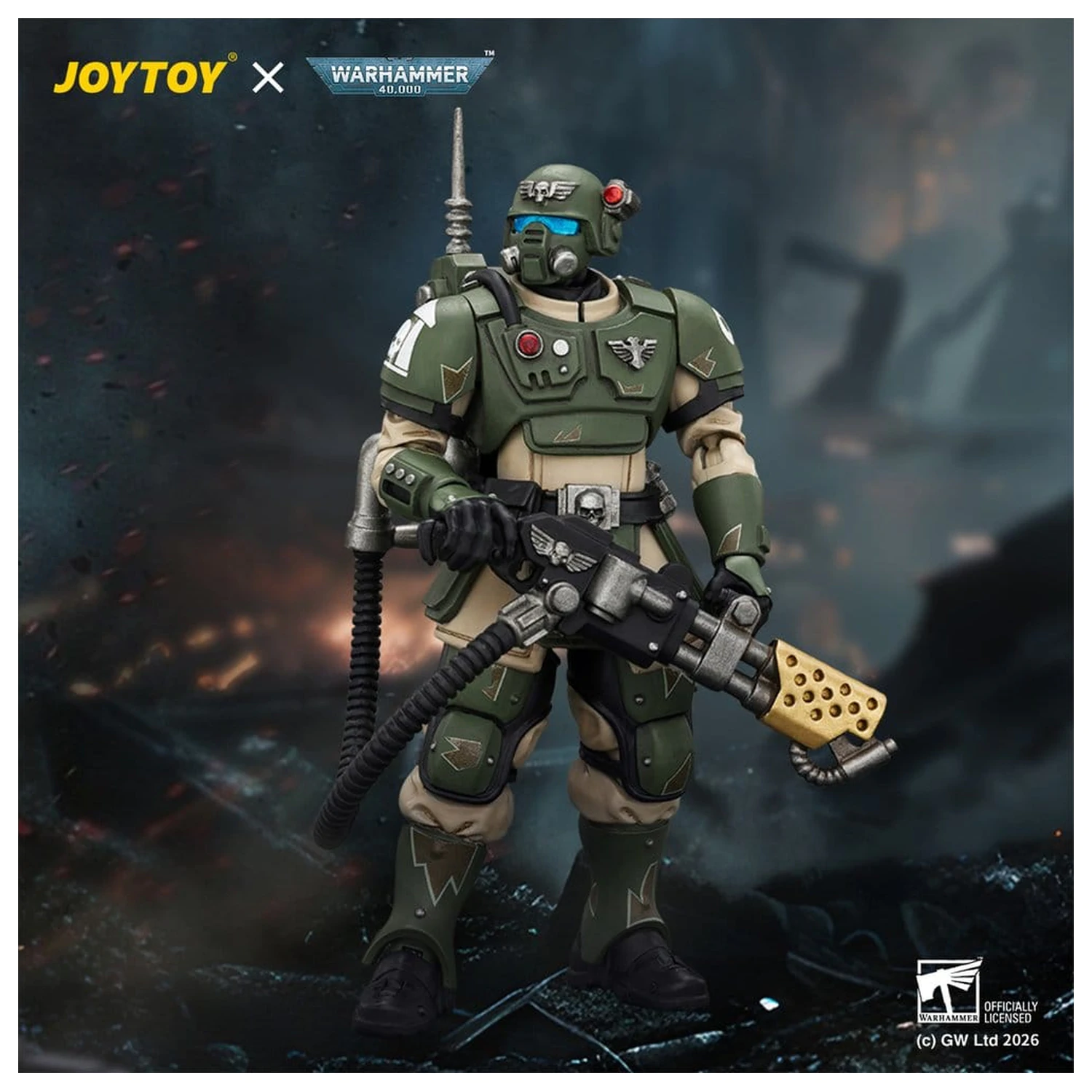 Warhammer Actionfigur Astra Militarum Kasrkin 2 mit Flamer Produktfoto
