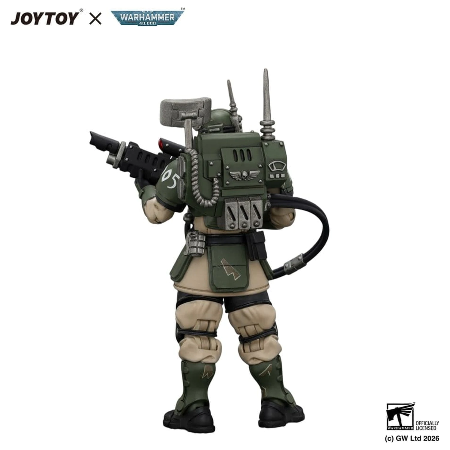Warhammer Action-Figur Astra Militarum Kasrkin 3 mit Hot-shot Lasgun und Vox-caster Produktfoto