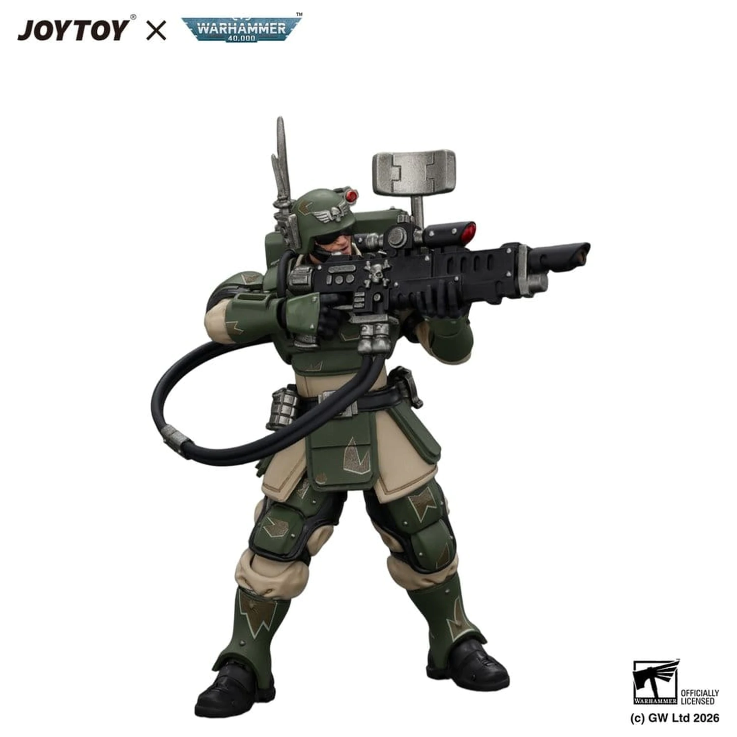 Warhammer Action-Figur Astra Militarum Kasrkin 3 mit Hot-shot Lasgun und Vox-caster Produktfoto