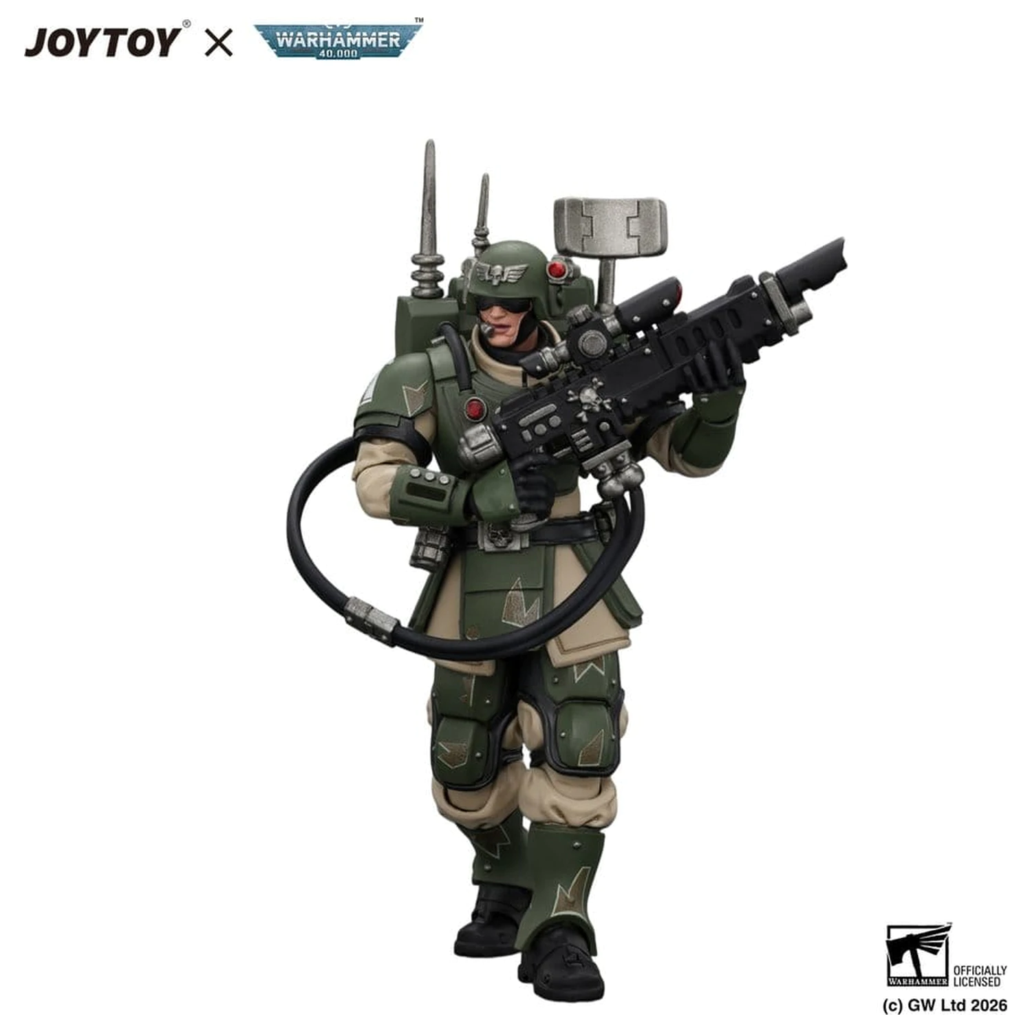 Warhammer Action-Figur Astra Militarum Kasrkin 3 mit Hot-shot Lasgun und Vox-caster Produktfoto