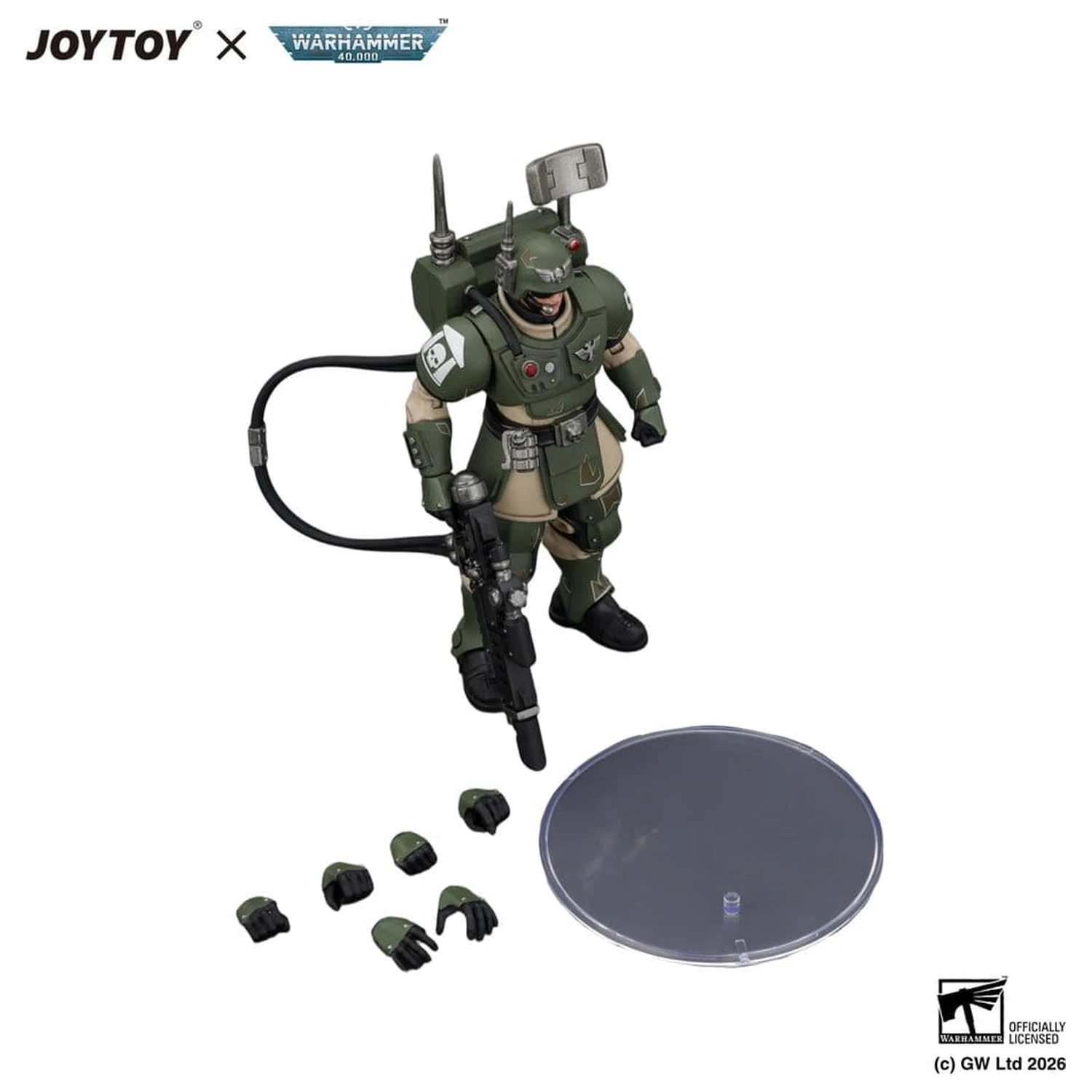 Warhammer Action-Figur Astra Militarum Kasrkin 3 mit Hot-shot Lasgun und Vox-caster Produktfoto