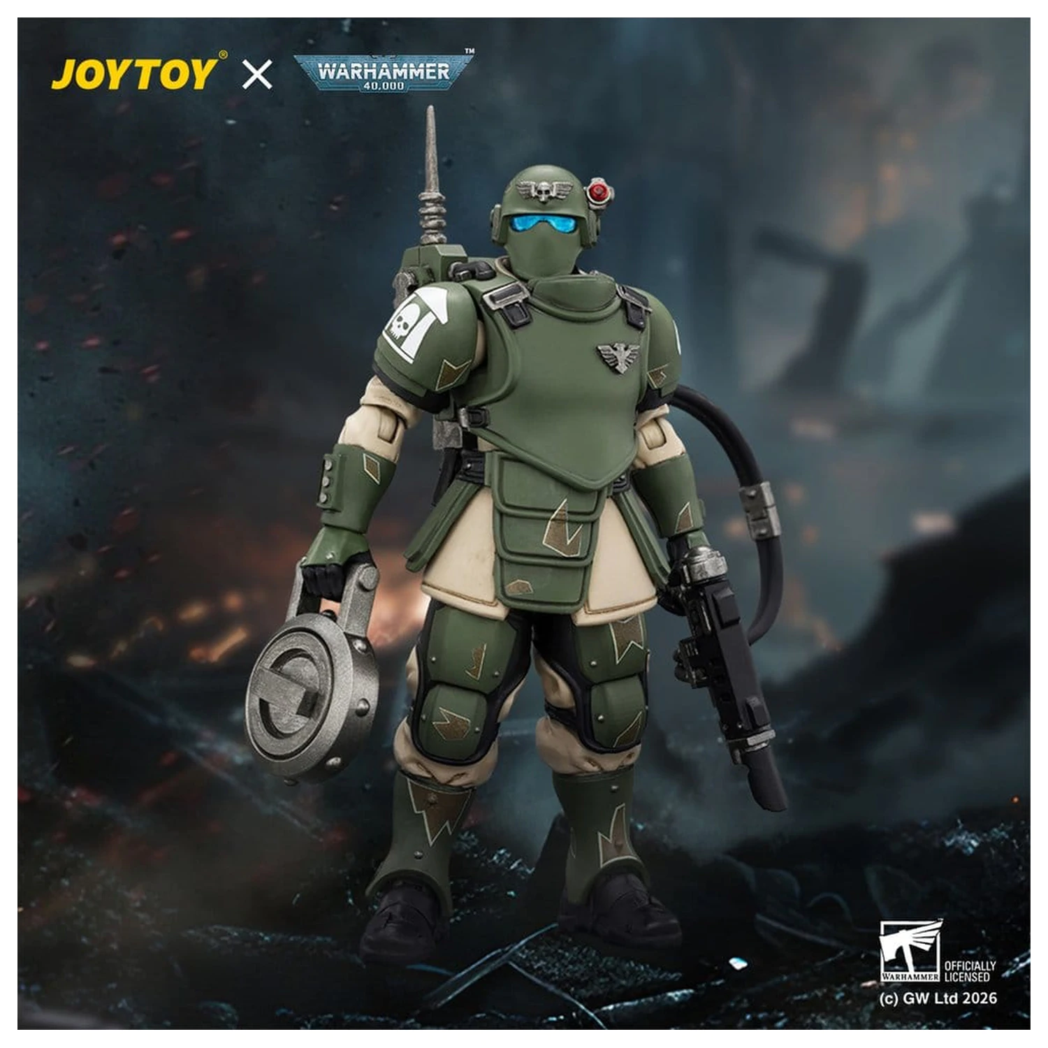 Warhammer Action Figur Astra Militarum Kasrkin 6 mit Hot-shot Laspistol Produktfoto