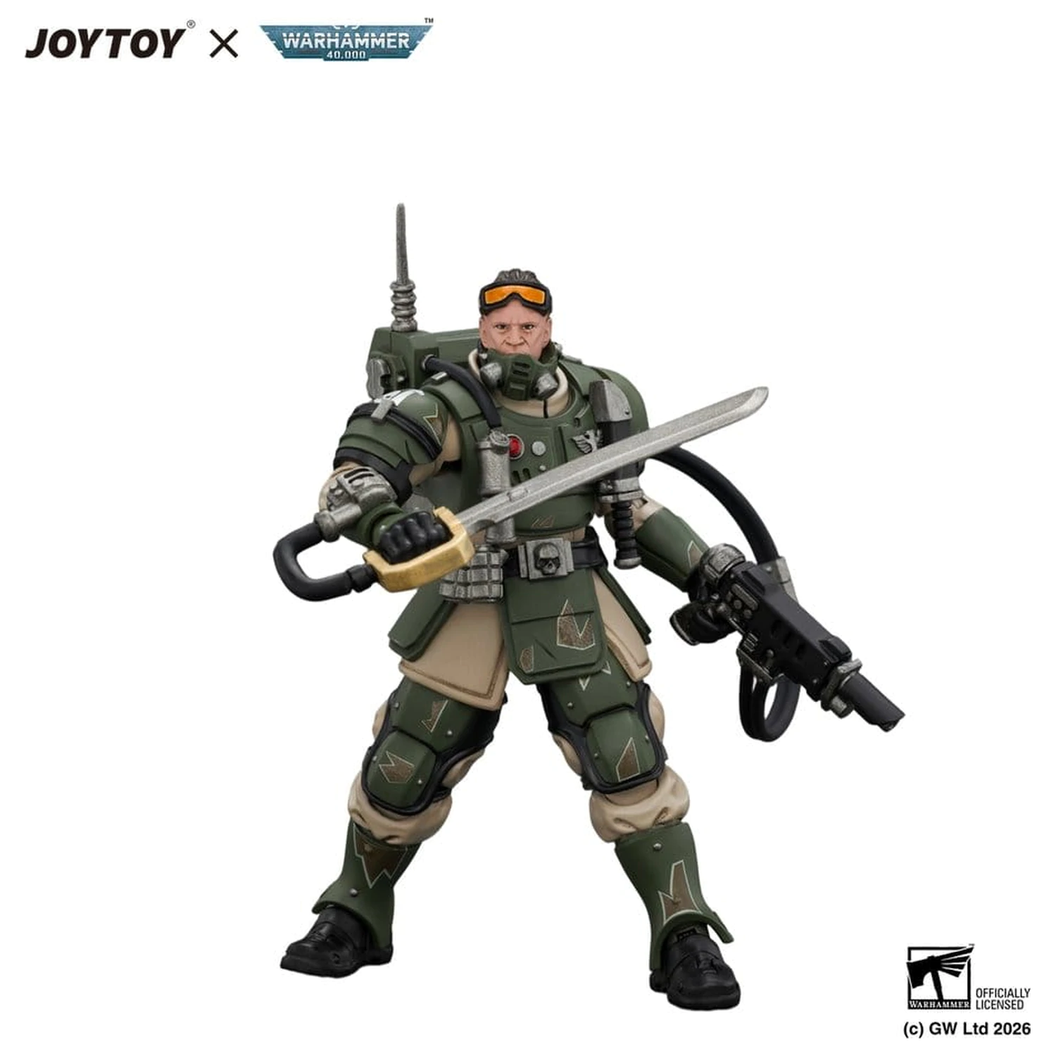Warhammer Actionfigur Astra Militarum Kasrkin 7 mit Hot-shot Laspistol und Power Sword Produktfoto