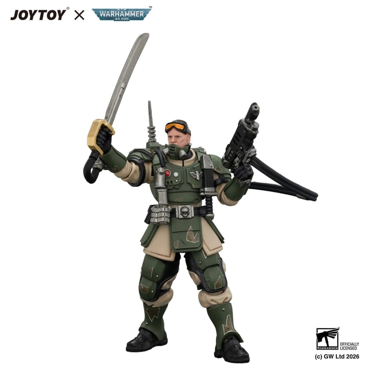 Warhammer Actionfigur Astra Militarum Kasrkin 7 mit Hot-shot Laspistol und Power Sword Produktfoto