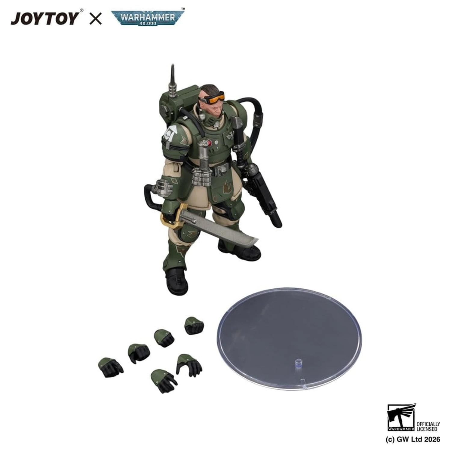 Warhammer Actionfigur Astra Militarum Kasrkin 7 mit Hot-shot Laspistol und Power Sword Produktfoto