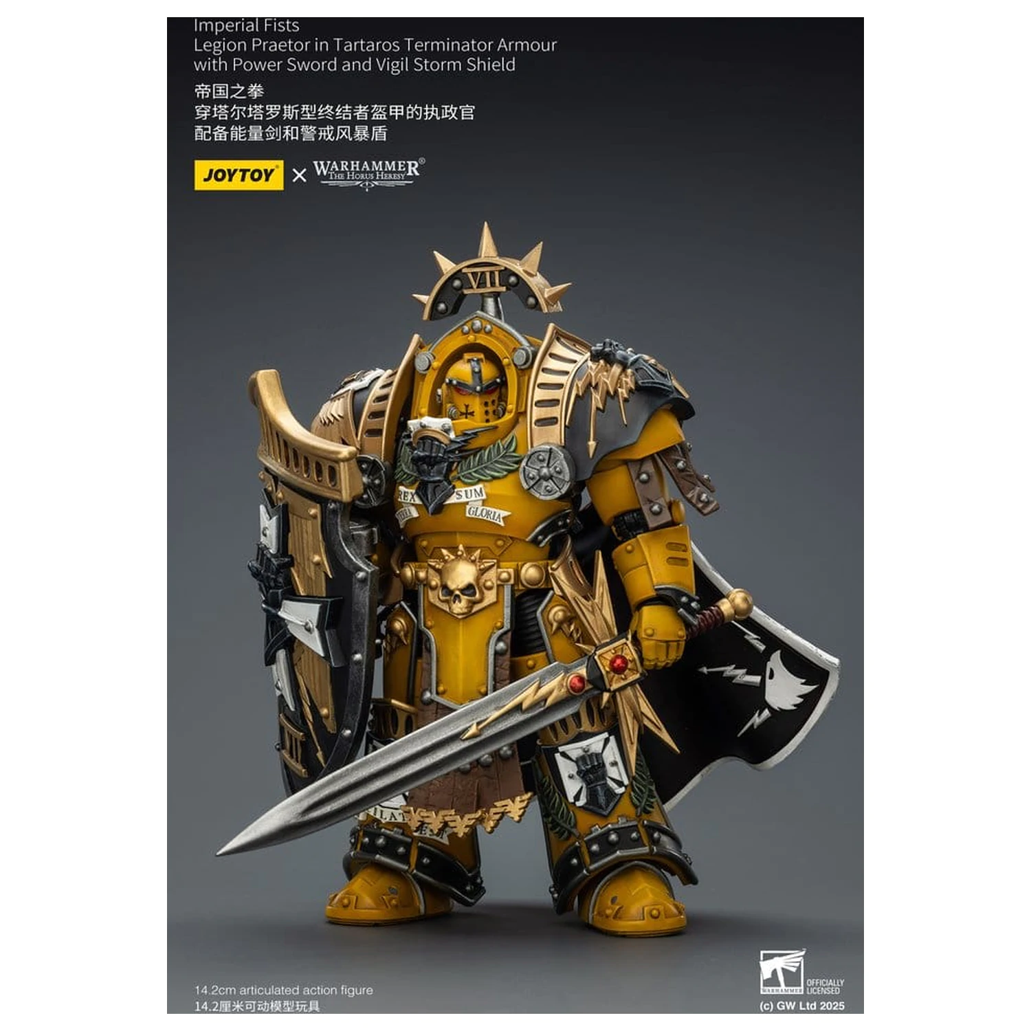 Warhammer Imperial Fists Actionfigur Legion Praetor in Tartaros Terminator Armour mit Power Sword und Vigil Storm Shield 14 cm Produktfoto