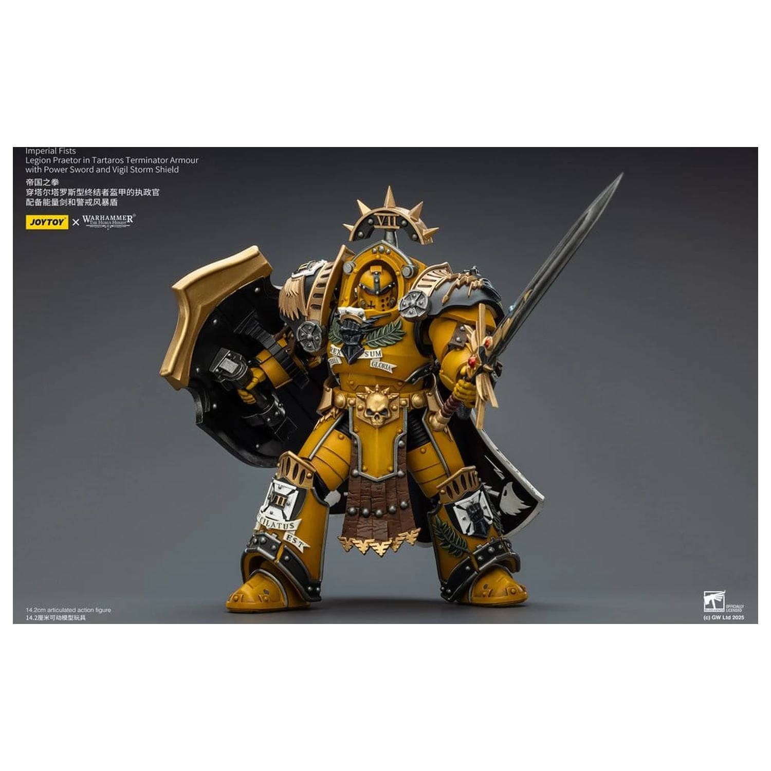 Warhammer Imperial Fists Actionfigur Legion Praetor in Tartaros Terminator Armour mit Power Sword und Vigil Storm Shield 14 cm Produktfoto