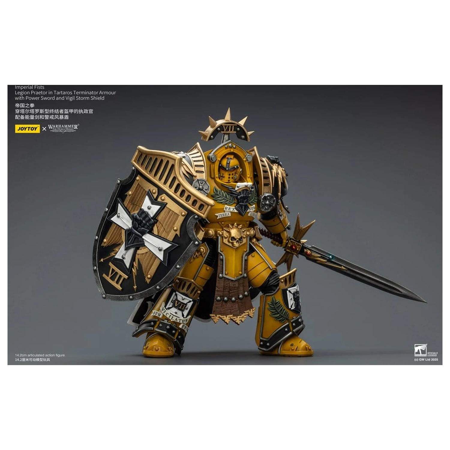 Warhammer Imperial Fists Actionfigur Legion Praetor in Tartaros Terminator Armour mit Power Sword und Vigil Storm Shield 14 cm Produktfoto