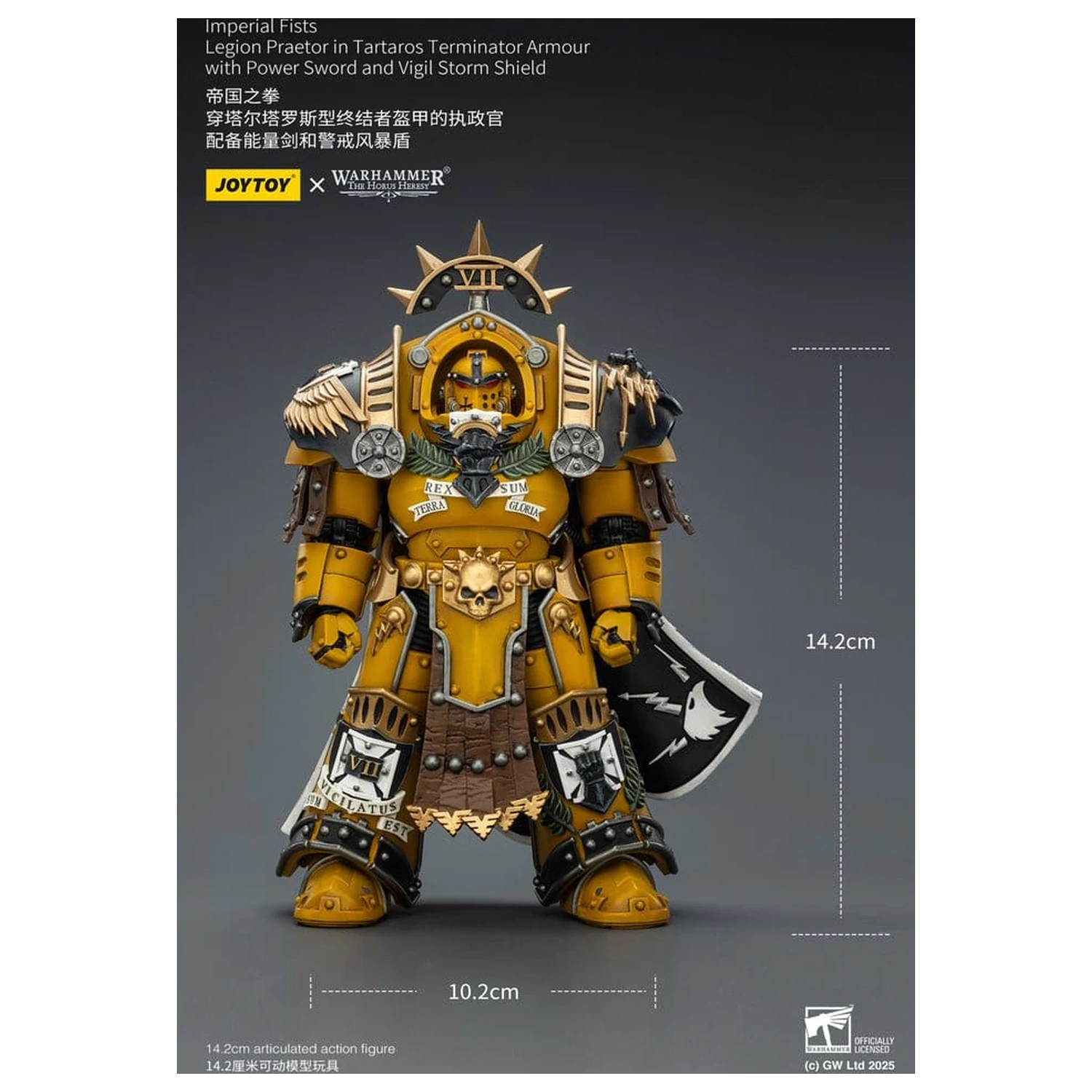 Warhammer Imperial Fists Actionfigur Legion Praetor in Tartaros Terminator Armour mit Power Sword und Vigil Storm Shield 14 cm Produktfoto
