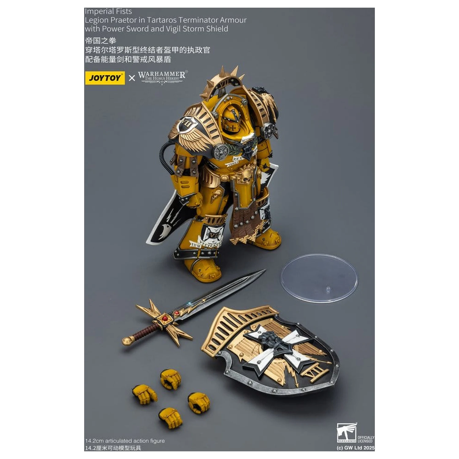 Warhammer Imperial Fists Actionfigur Legion Praetor in Tartaros Terminator Armour mit Power Sword und Vigil Storm Shield 14 cm Produktfoto