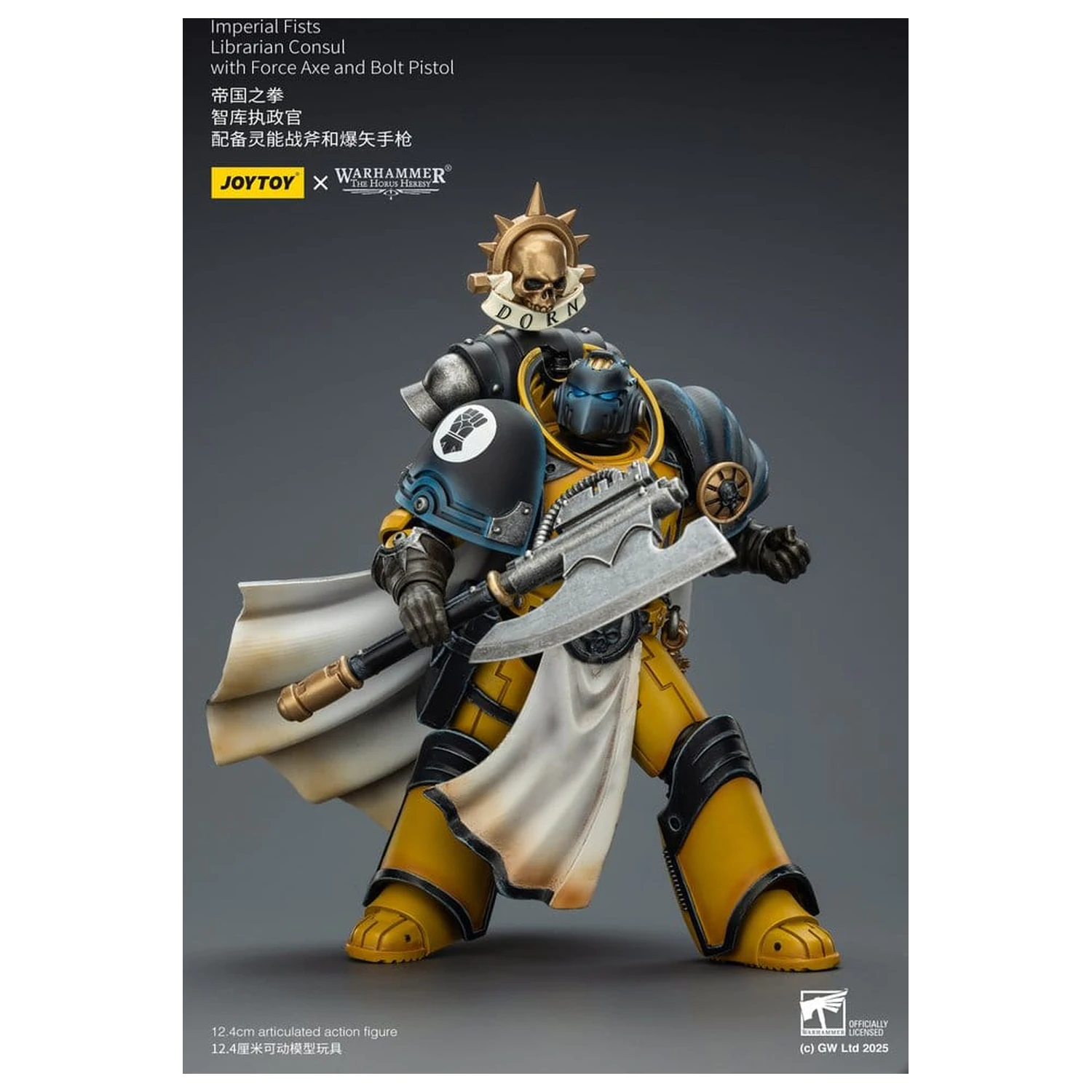 Warhammer Imperial Fists Actionfigur Librarian Consul mit Force Axe und Bolt Pistol 12 cm Produktfoto
