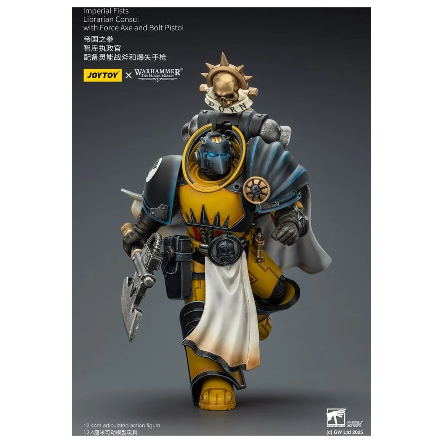 Warhammer Imperial Fists Actionfigur Librarian Consul mit Force Axe und Bolt Pistol 12 cm Produktfoto
