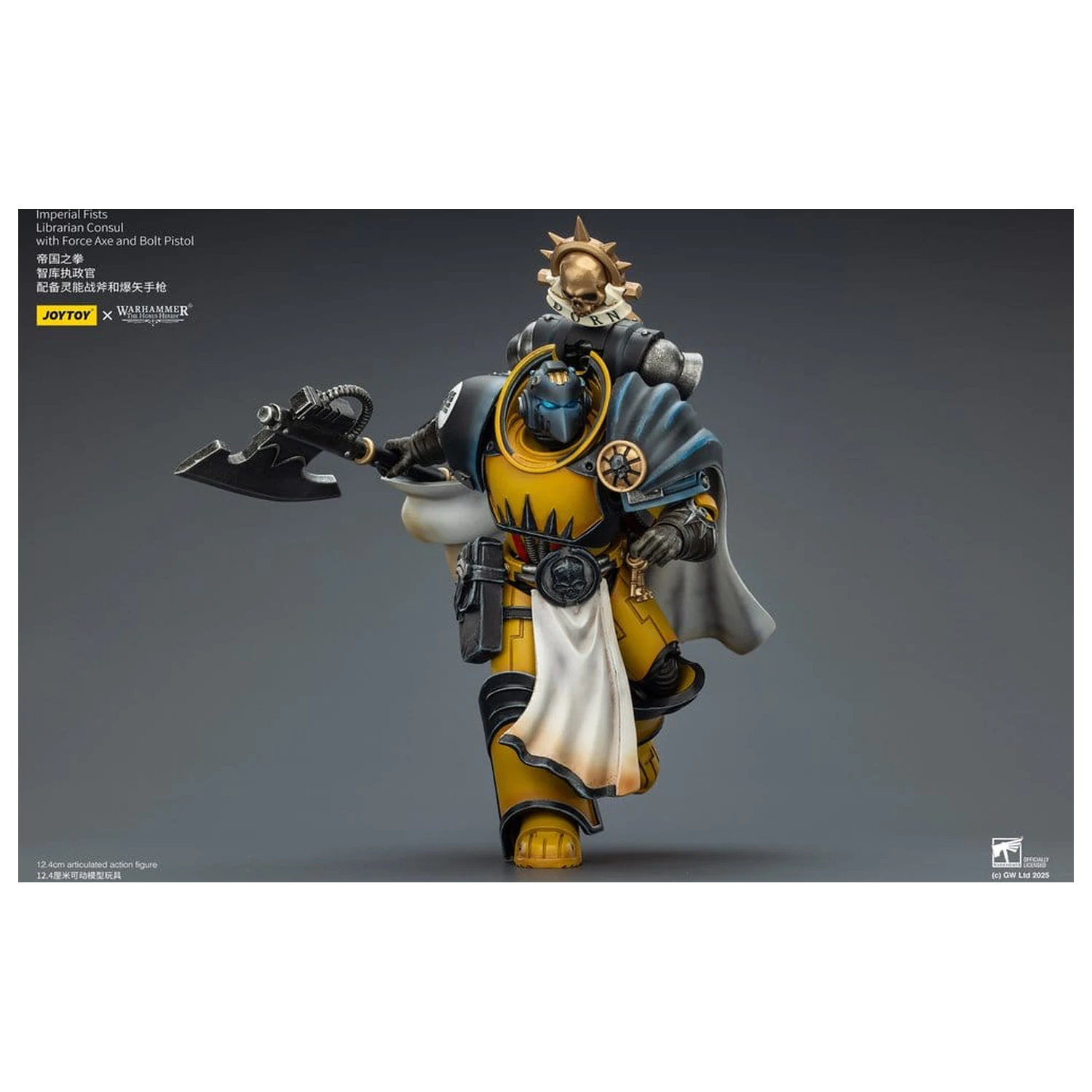 Warhammer Imperial Fists Actionfigur Librarian Consul mit Force Axe und Bolt Pistol 12 cm Produktfoto